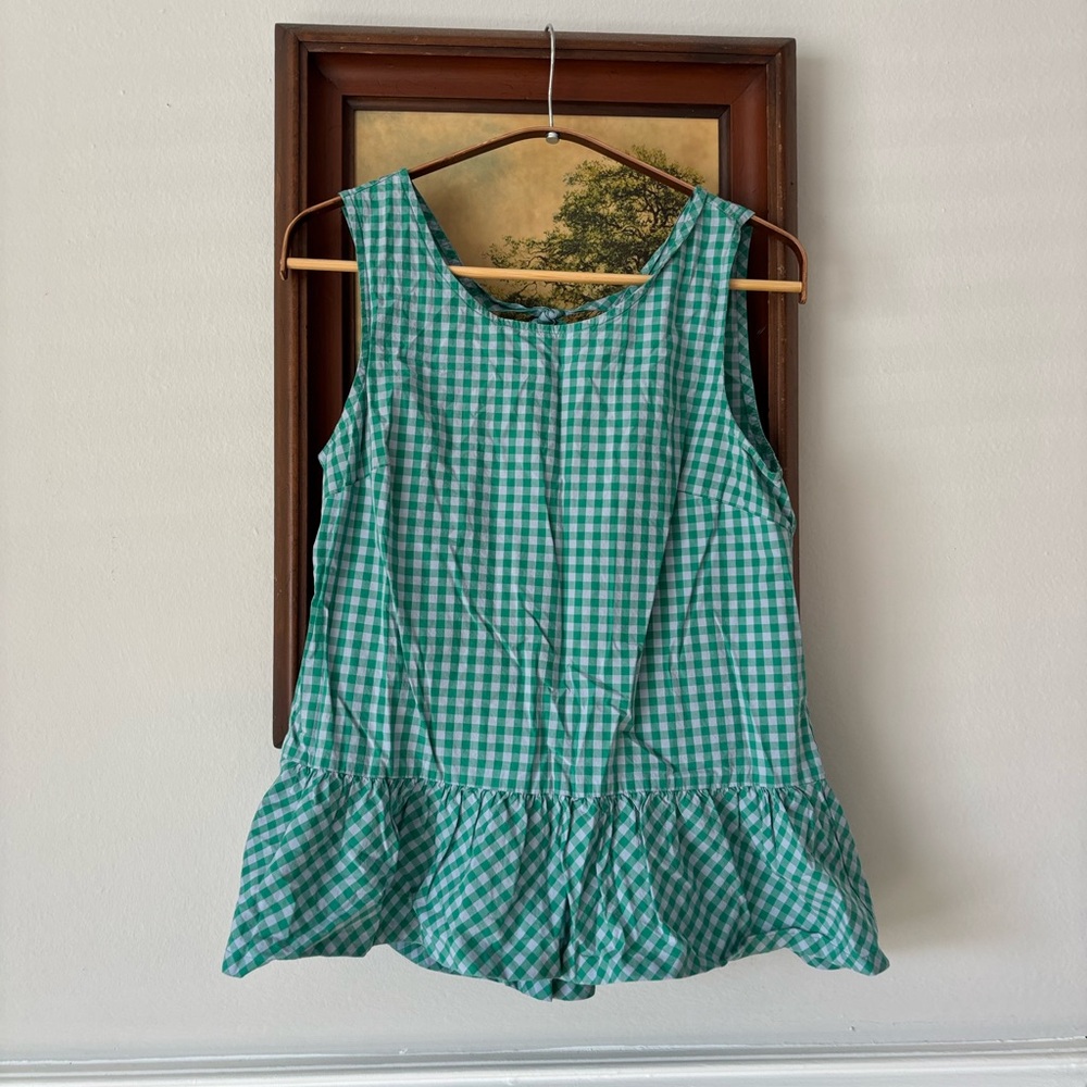 J Crew Gingham Peplum Top
